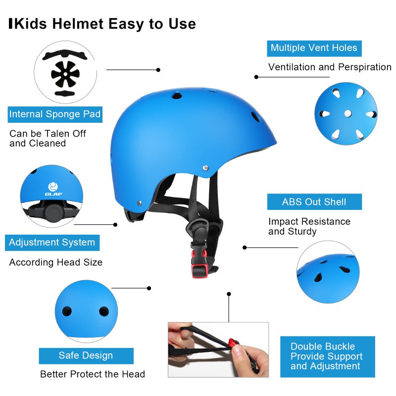 Glaf Toddler Helmet Kids Bike Helmets for 2-8 Years Old Baby Girls Boys Multi-Sport Helmet Adjustable Skateboard Bicycle Helmet Lightweight 2 Sizes for Toddler to Youth (Blue, Small) - Image 4